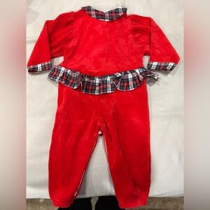 VTG Carter's Red Baby Outfit with Plaid Collar